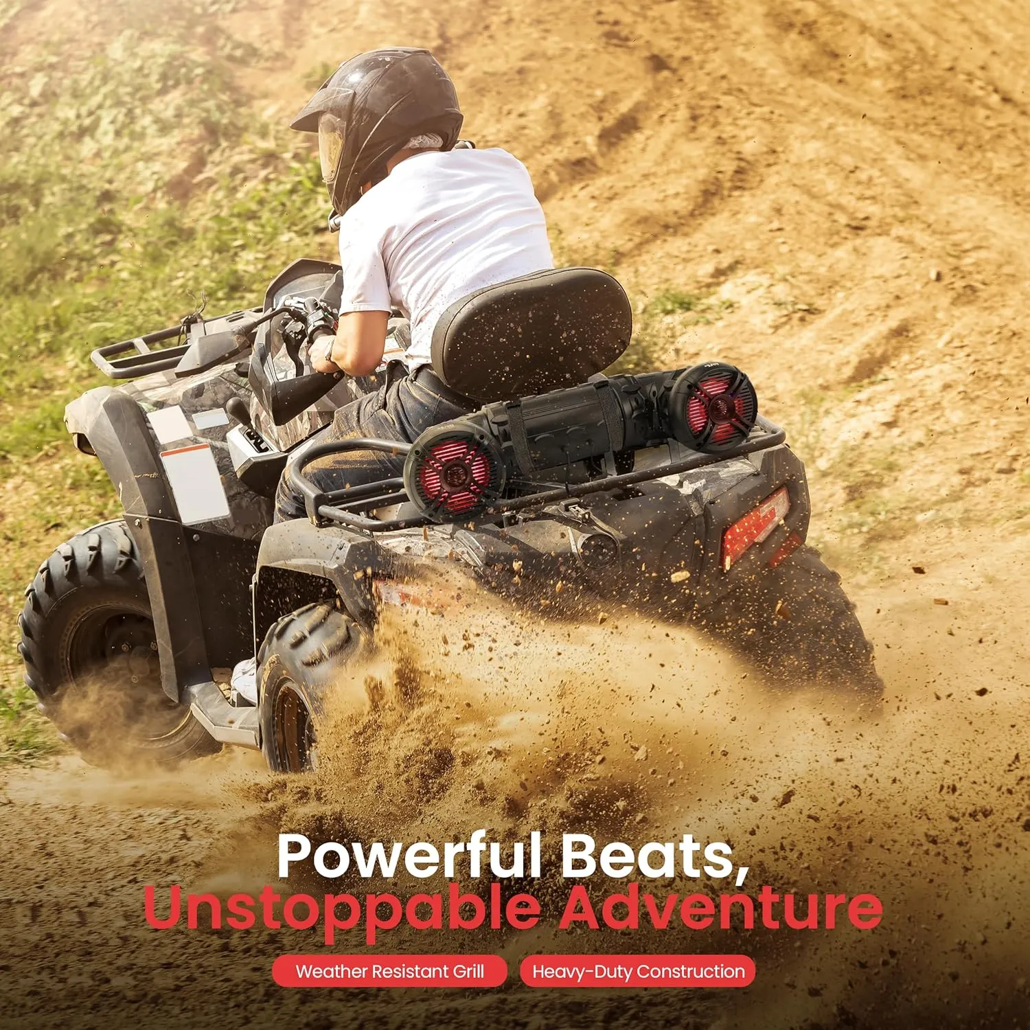 Pyle Marine ATV Powered Speakers - 4.0 Wireless Bluetooth, 1000Watt, Color Changing LED Lights, IP44 Waterproof, 8“ Dual Audio Sound System for UTV, Golf Carts, Jetski and Snowmobile - PLATV85BT.5