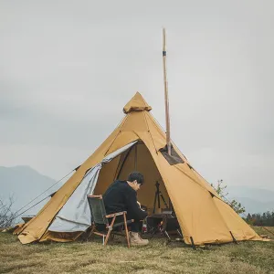 Pyramid Tent Indian Shelter Outdoor Camping Tent Yurt Tent with Stove Hole Family Teepee Tent