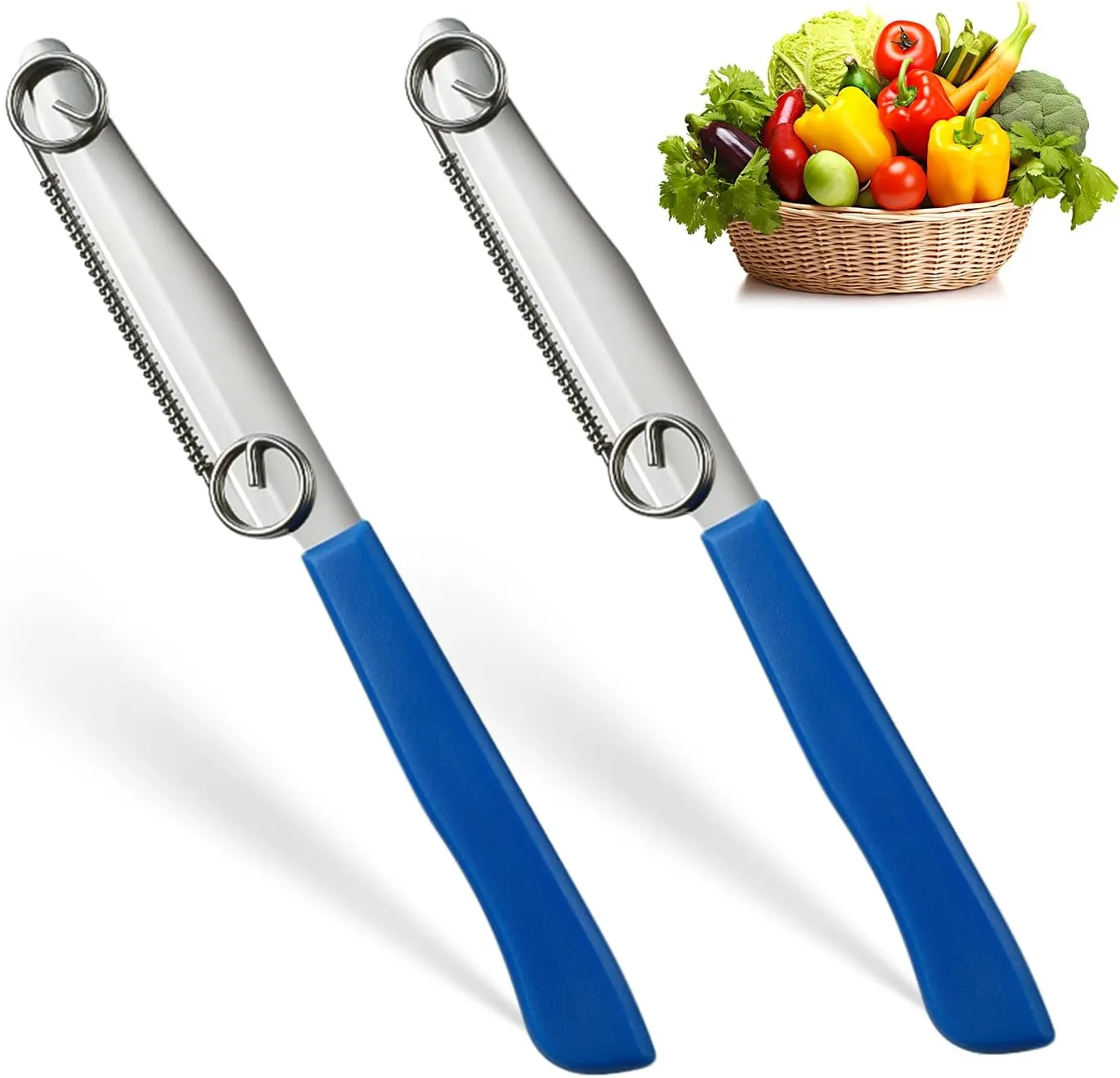 Quick Slicing Knife, 2025 New 3 in 1 Multifunctional Fruit Peeling Knife with Removable Spring, Kitchen Household Sharp Stainless Steel Fruit and Vegetable Fruit Slicing Knife (2pcs)