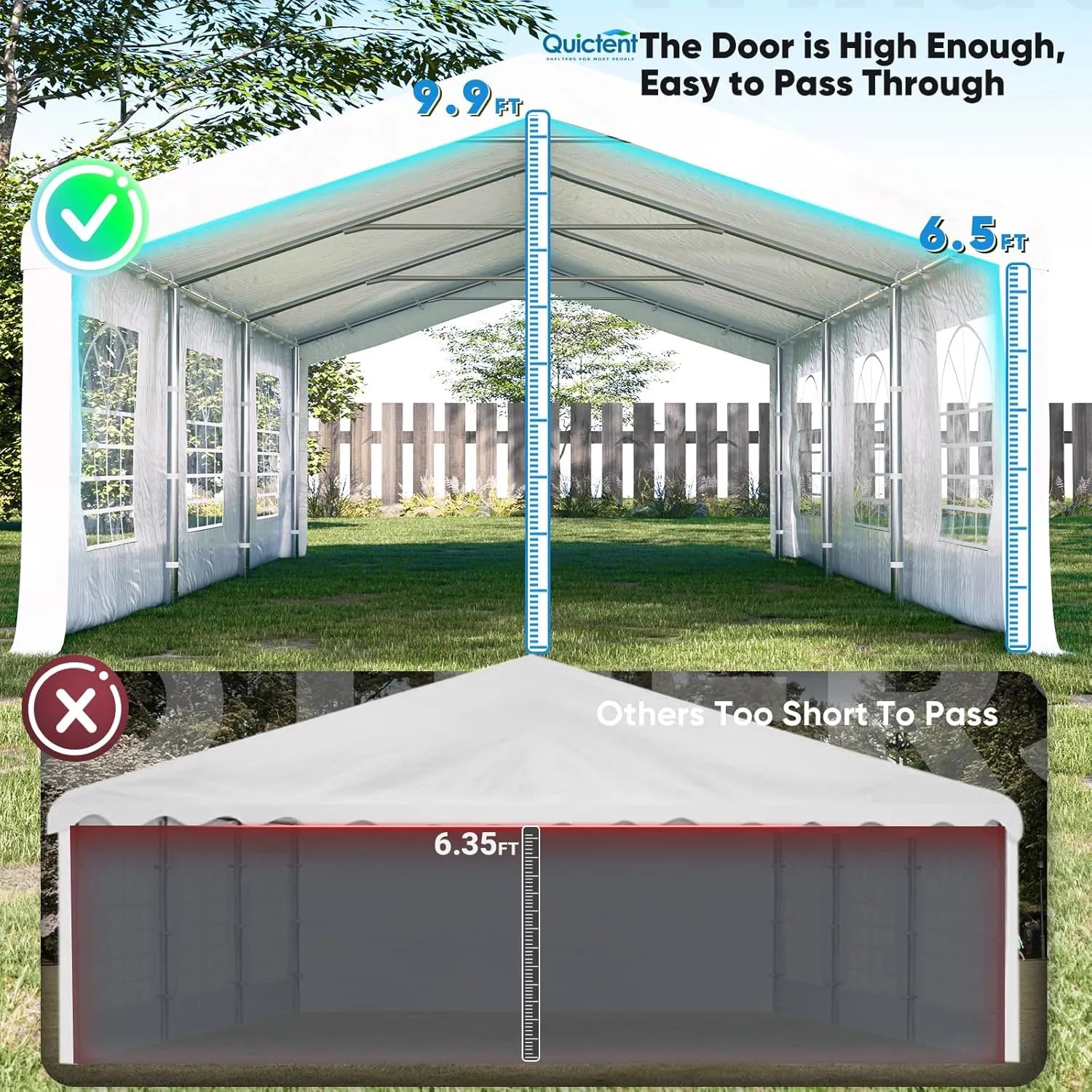 Quictent Party Tent Heavy Duty Outdoor Canopy Tent Wedding Event Shelter BBQ Wedding Tents for Parties with Storage Bags (20'x20')
