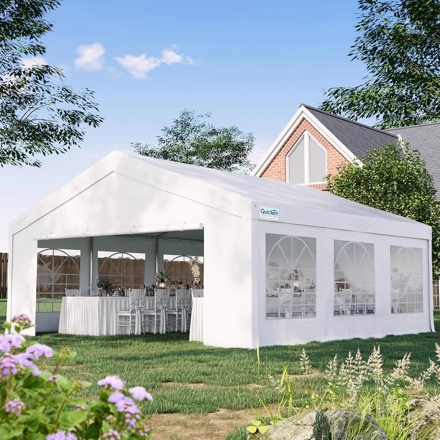 Quictent Party Tent Heavy Duty Outdoor Canopy Tent Wedding Event Shelter BBQ Wedding Tents for Parties with Storage Bags (20'x20')