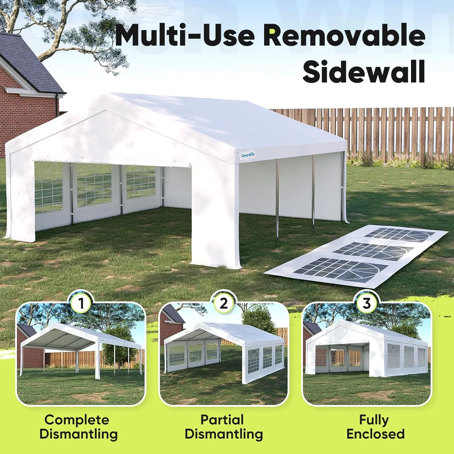 Quictent Party Tent Heavy Duty Outdoor Canopy Tent Wedding Event Shelter BBQ Wedding Tents for Parties with Storage Bags (20'x20')