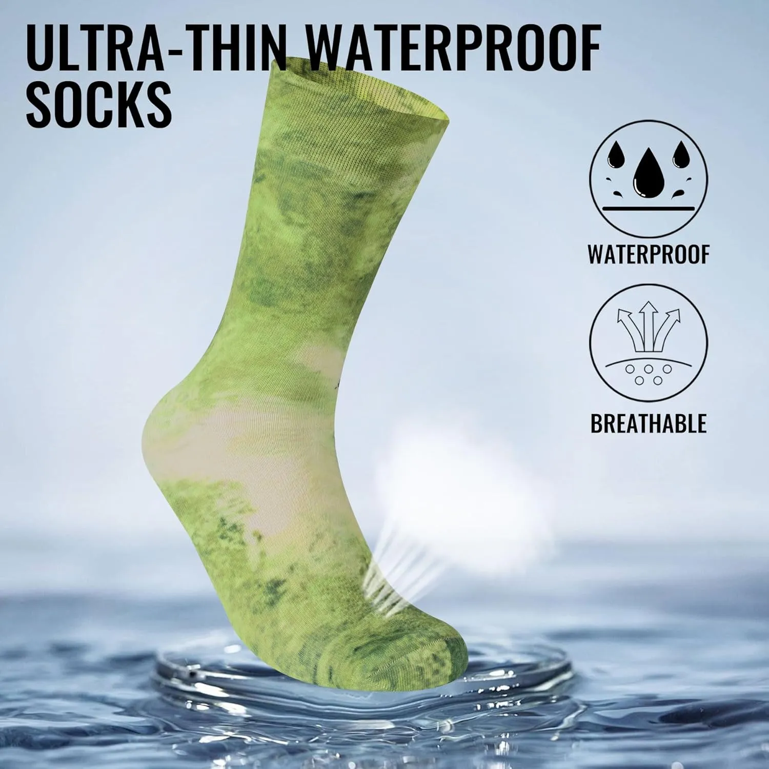 RANDY SUN Unisex Waterproof Socks 2.0 - Ultra Thin, Lightweight, Breathable for Sports Outdoor Activities