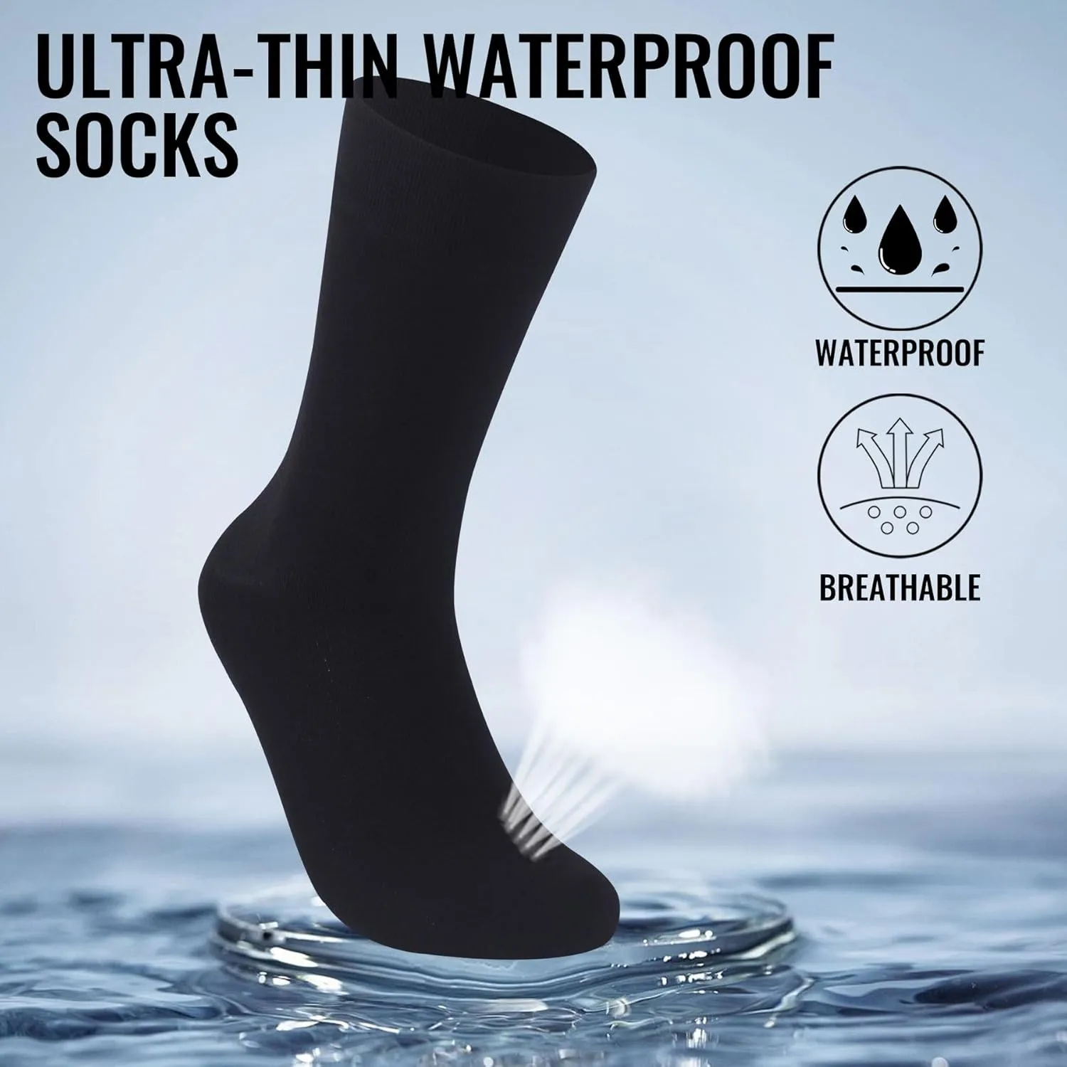 RANDY SUN Unisex Waterproof Socks 2.0 - Ultra Thin, Lightweight, Breathable for Sports Outdoor Activities
