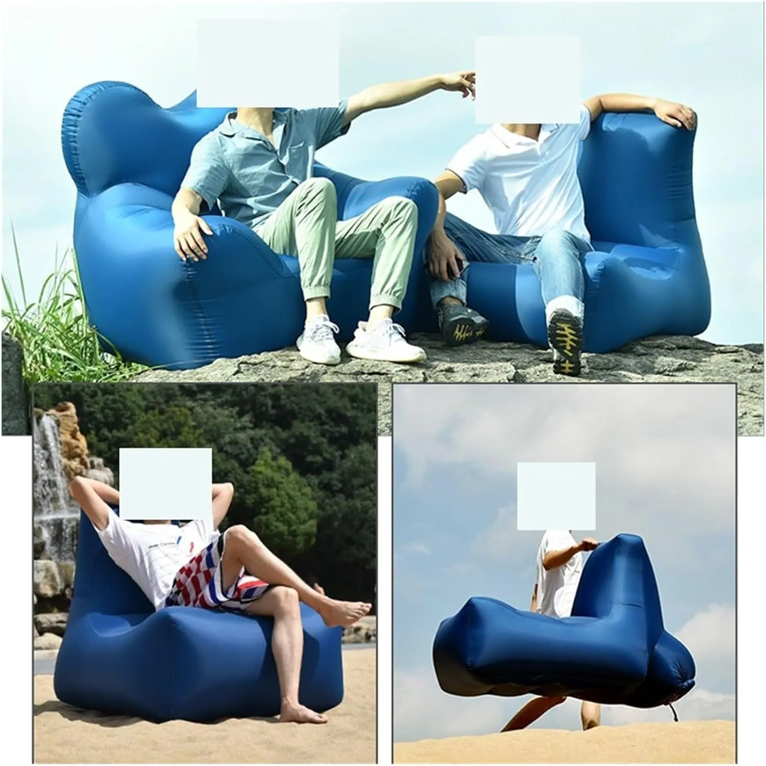 Recliner Outdoor Inflatable Sofa Square Bottom Armchair Air Beach Camping Travel Furniture Chair Tool-Free Folding Air Sofa Leisure Fit for Seat Portable (Color : 100X80X90CM-01)
