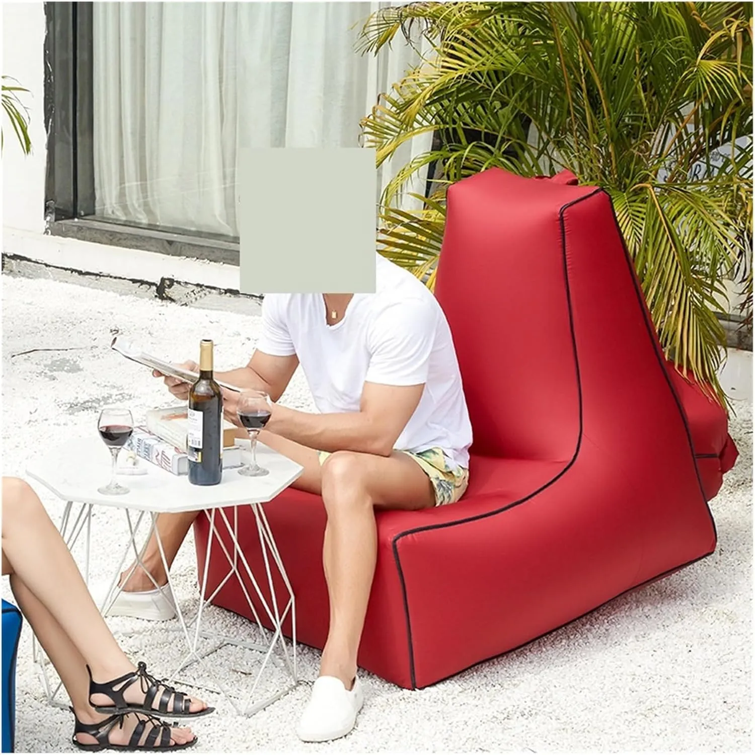Recliner Outdoor Inflatable Sofa Square Bottom Armchair Air Beach Camping Travel Furniture Chair Tool-Free Folding Air Sofa Leisure Fit for Seat Portable (Color : 100X80X90CM-01)