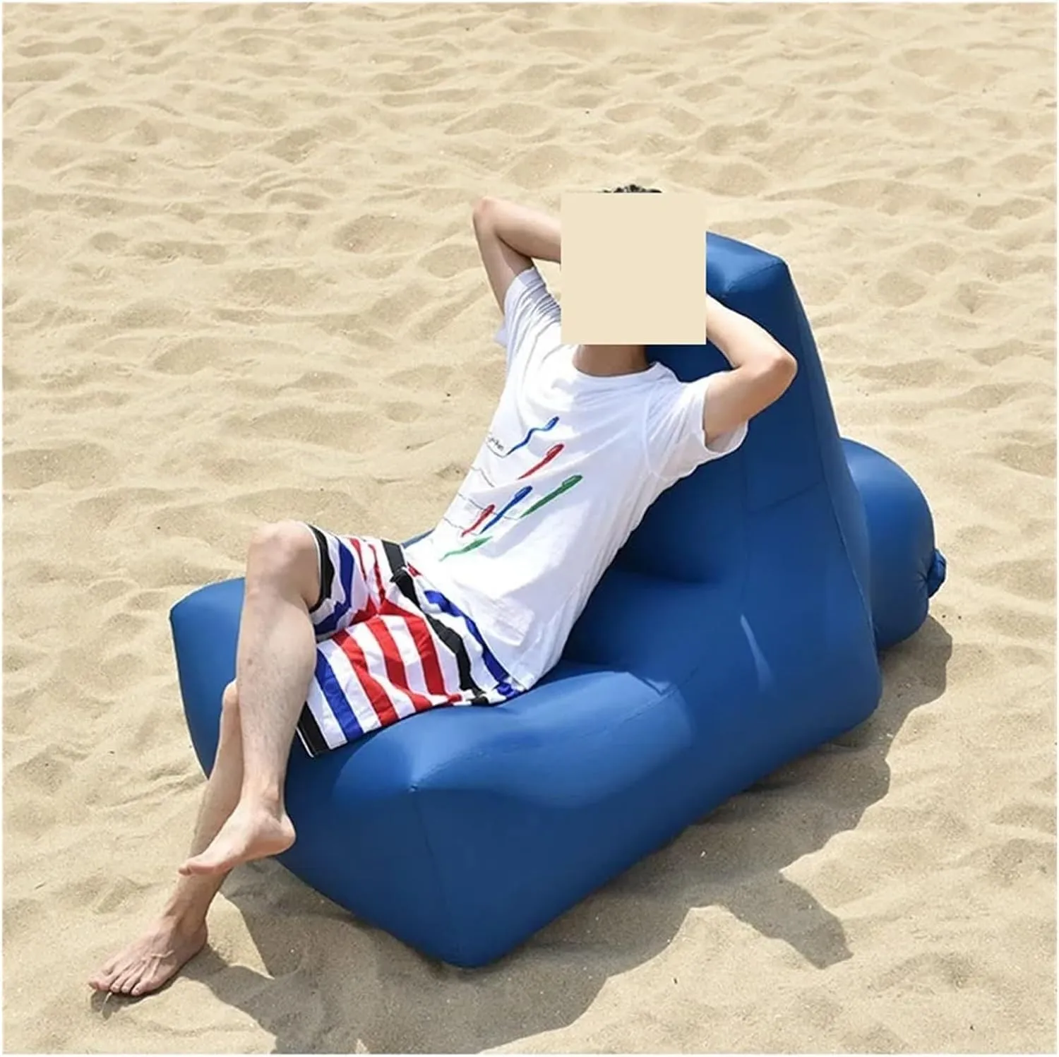 Recliner Outdoor Inflatable Sofa Square Bottom Armchair Air Beach Camping Travel Furniture Chair Tool-Free Folding Air Sofa Leisure Fit for Seat Portable (Color : 100X80X90CM-01)