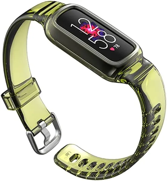 Replacement Bracelet Compatible with Fitbit Luxe,Soft TPU Fashion Sports Thin Wristband Adjustable 5.5-8.1 inch Waterproof Watch Band for Women Men - Yellow