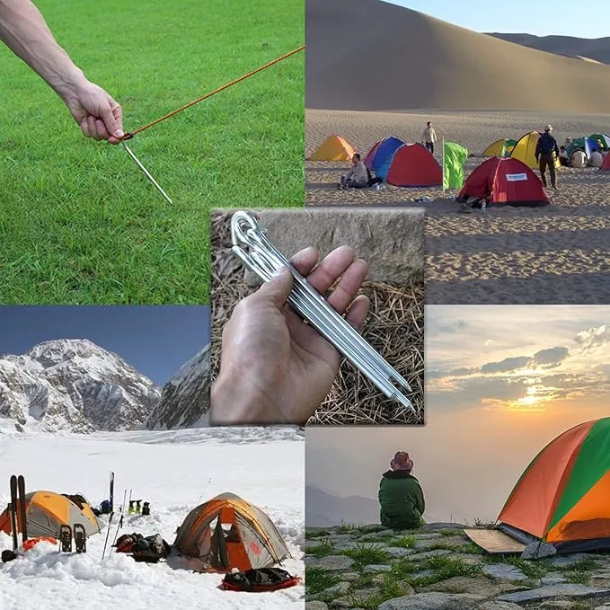 RIY 7" Camping Tent Stakes Aluminum Lightweight Camping Canopy Stakes Pegs