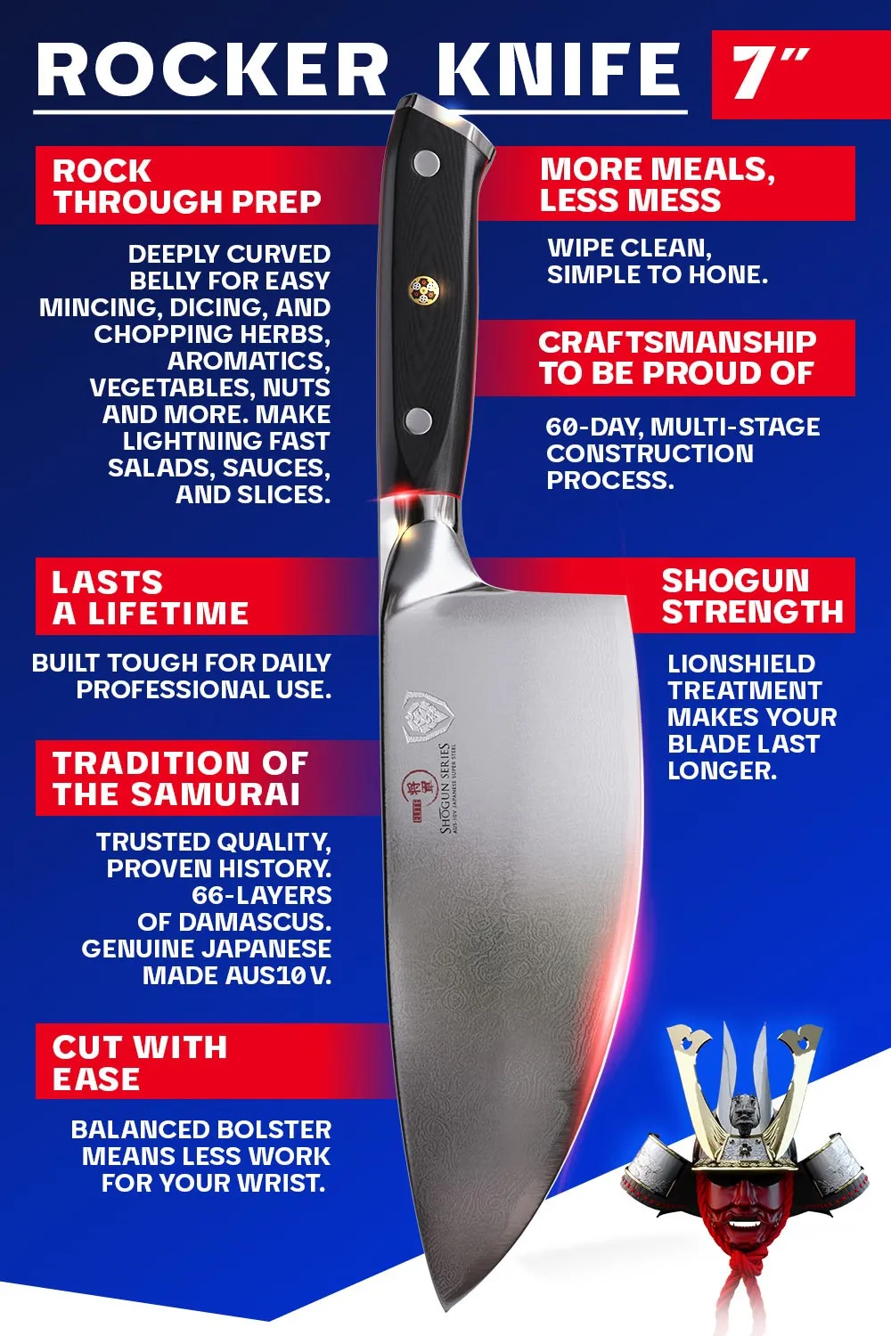 Rocker Knife 7" | Shogun Series | ELITE | Dalstrong ©