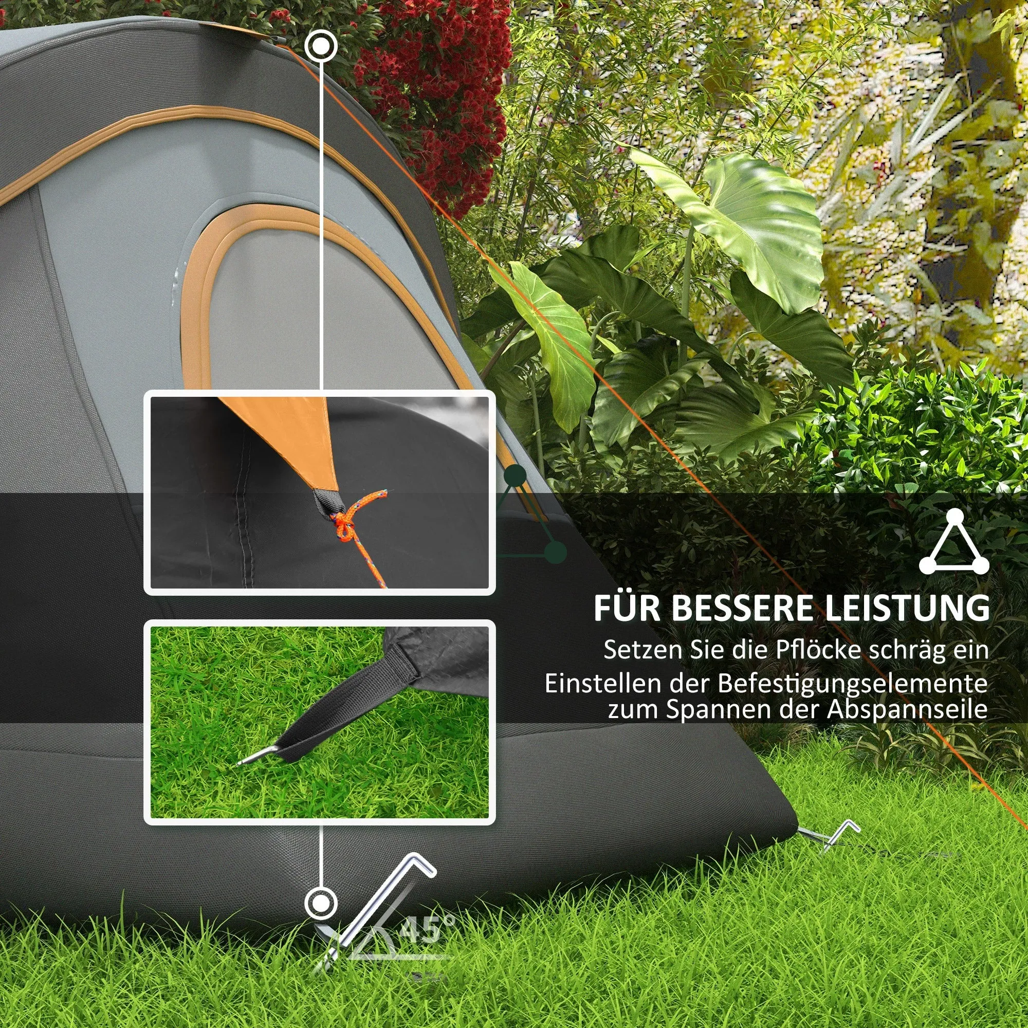 Rootz Camping Tent for 5-6 People - Family Tent - 3 Season Tents - UV Resistant - 455cm x 220cm x 180cm - Grey / Black with Carrying Bag