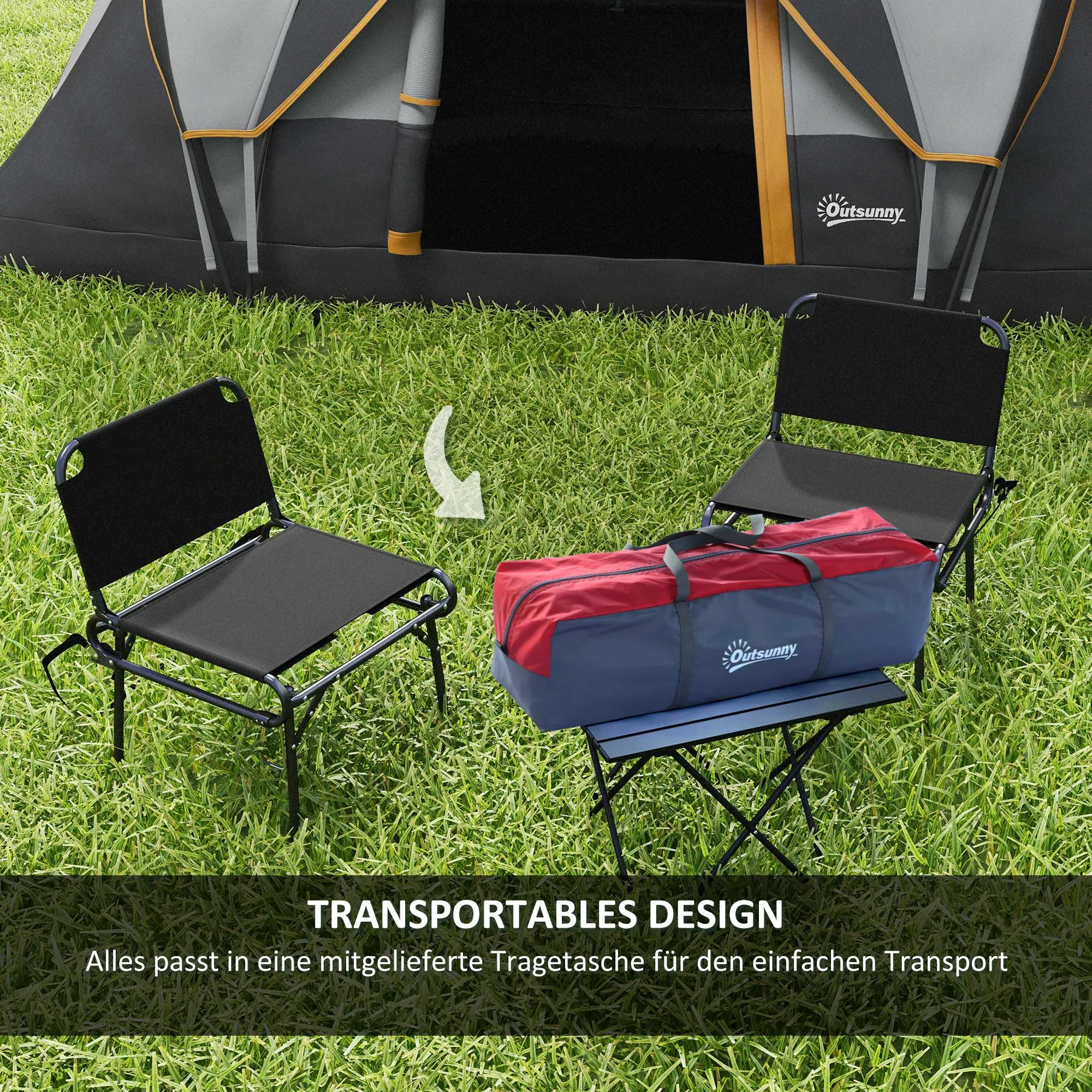 Rootz Camping Tent for 5-6 People - Family Tent - 3 Season Tents - UV Resistant - 455cm x 220cm x 180cm - Grey / Black with Carrying Bag
