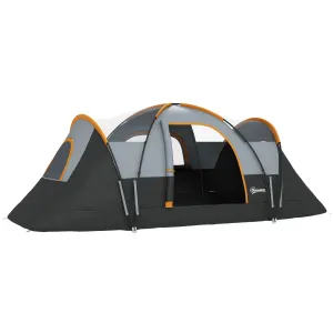 Rootz Camping Tent for 5-6 People - Family Tent - 3 Season Tents - UV Resistant - 455cm x 220cm x 180cm - Grey / Black with Carrying Bag