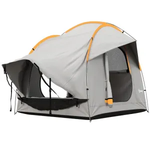 Rootz Car Tent Camping Tent - Car Shelter - Outdoor Canopy - 3 Doors - Weather Resistant - 239cm x 210cm x 210cm - Orange   Gray