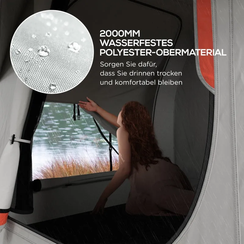 Rootz Car Tent Camping Tent - Car Shelter - Outdoor Canopy - 3 Doors - Weather Resistant - 239cm x 210cm x 210cm - Orange   Gray