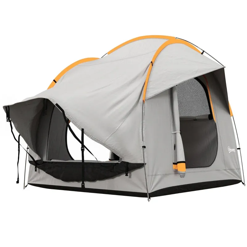 Rootz Car Tent Camping Tent - Car Shelter - Outdoor Canopy - 3 Doors - Weather Resistant - 239cm x 210cm x 210cm - Orange   Gray