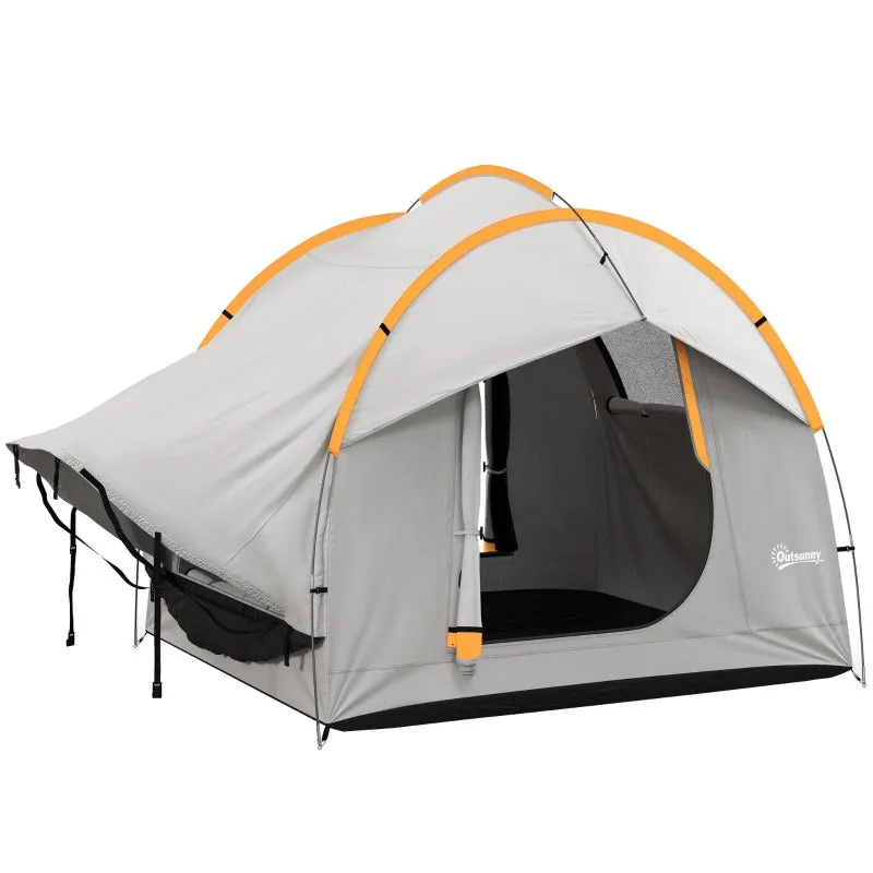 Rootz Car Tent Camping Tent - Car Shelter - Outdoor Canopy - 3 Doors - Weather Resistant - 239cm x 210cm x 210cm - Orange   Gray