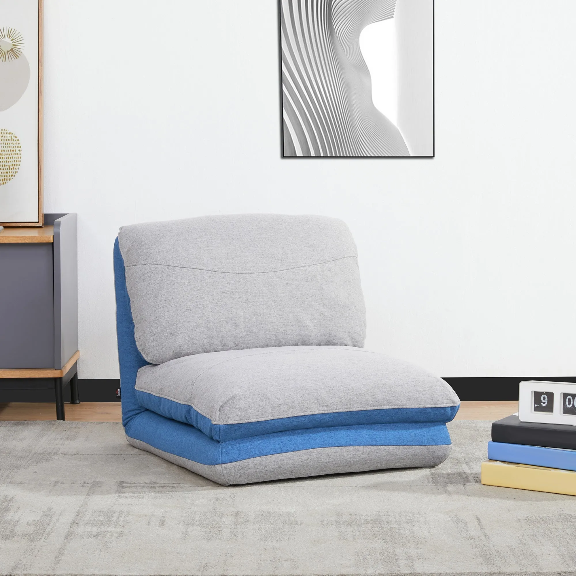 Rootz Floor Chair - Folding Guest Mattress - Convertible Chair - Adjustable Backrest - High Density Foam - 61L x 73W x 58H cm