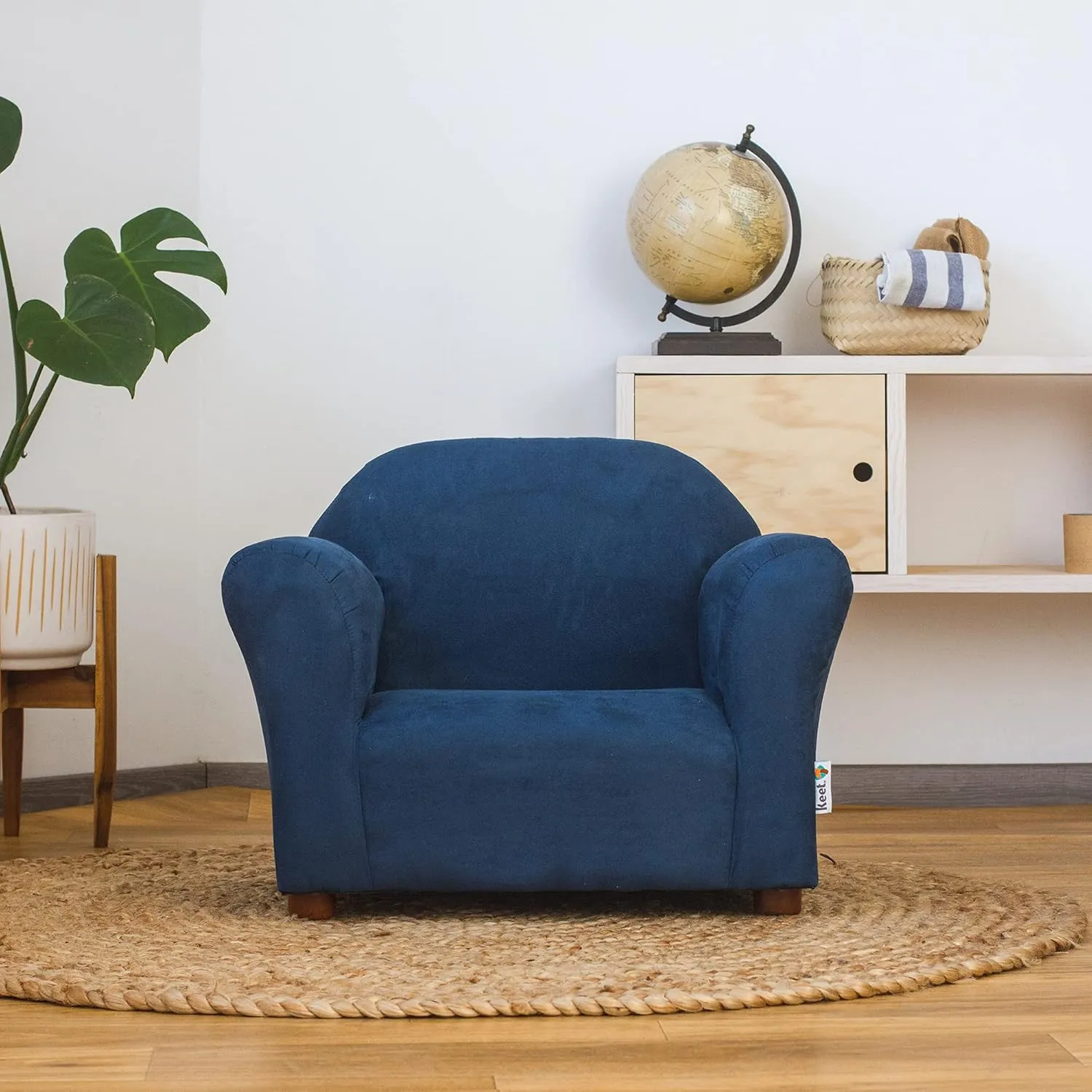 Roundy Toddler Armchair with Soft Microsuede Upholstery Durable Wooden Frame, Ergonomic Design, Fully Assembled, Comfortable Kids Chair for Ages 2-5, Ideal for Bedroom, Playroom & Daycare Use.
