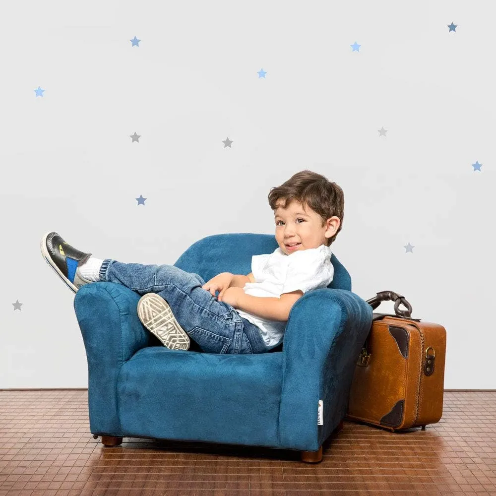 Roundy Toddler Armchair with Soft Microsuede Upholstery Durable Wooden Frame, Ergonomic Design, Fully Assembled, Comfortable Kids Chair for Ages 2-5, Ideal for Bedroom, Playroom & Daycare Use.