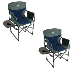 Royal Compact Director'S Chair With Table Blue/Silver 355401 Camping Caravan