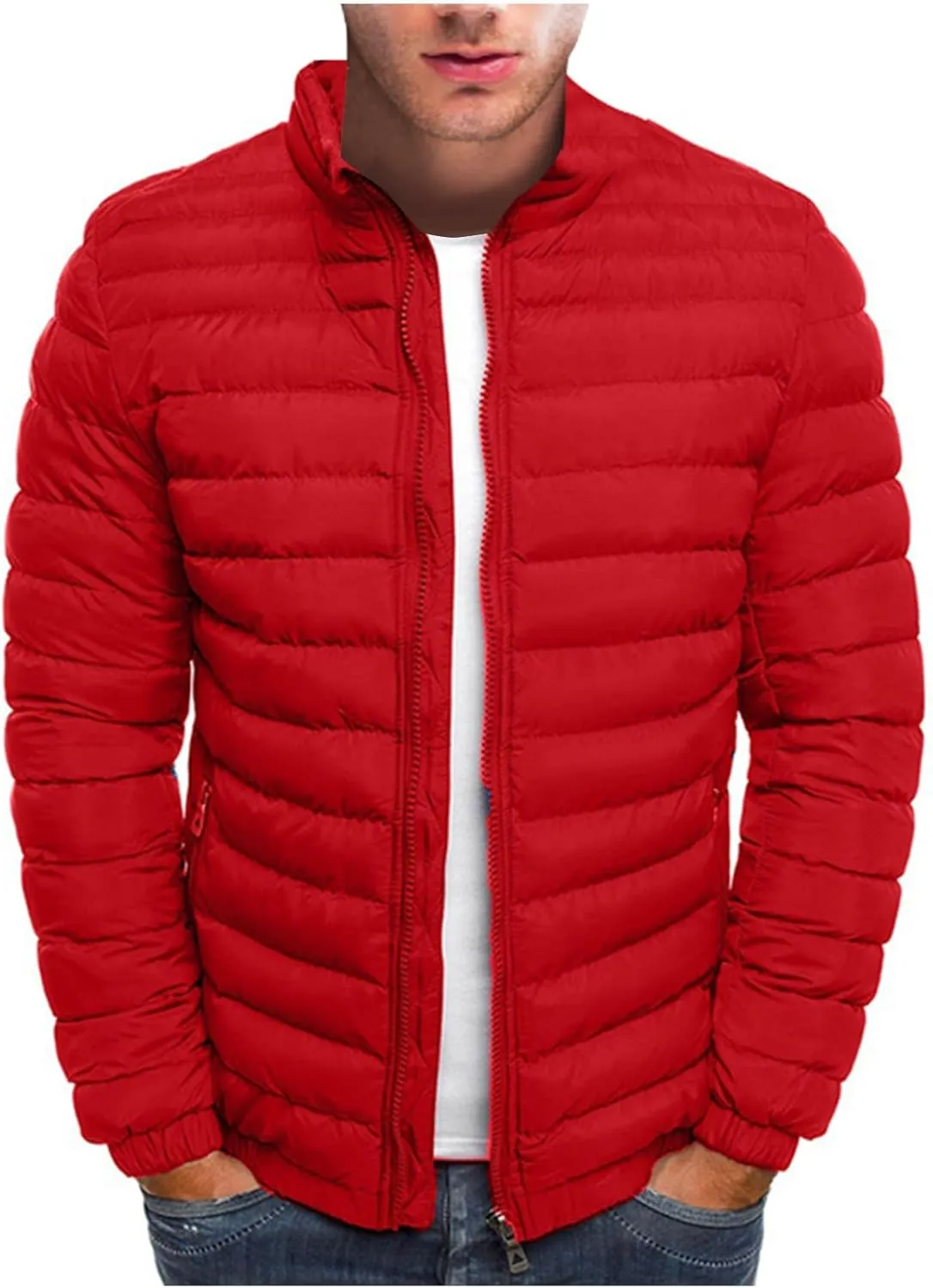 RTRDE Men's Light Puffer Jacket Winter Lightweight Jacket Warm Insulated Windproof Quilted Coat Down, M-2XL