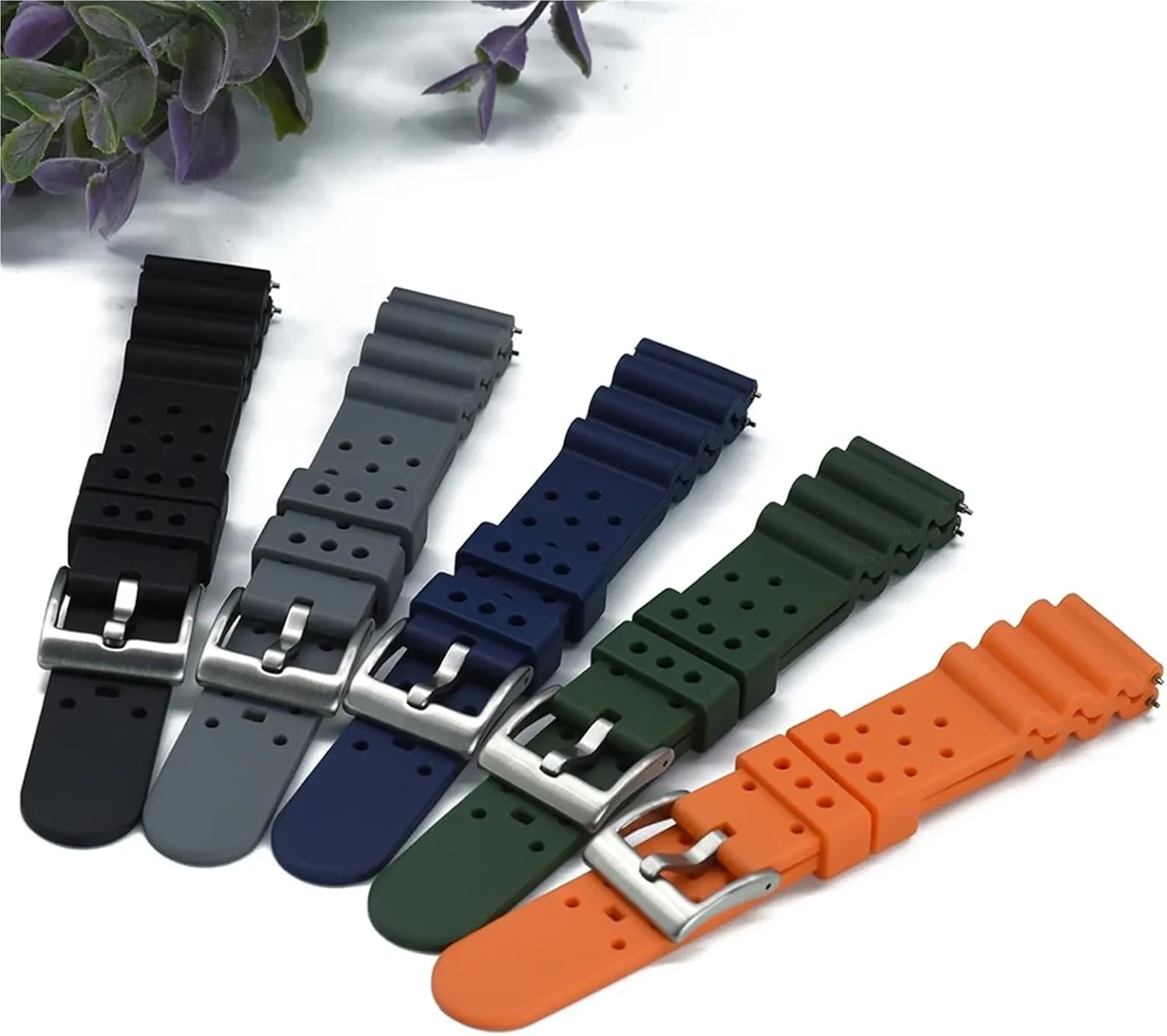 Rubber Watch Band 20mm 22mm Bracelet For Traditional Diving Watch Waterproof Quick Release Silicone Watch Strap