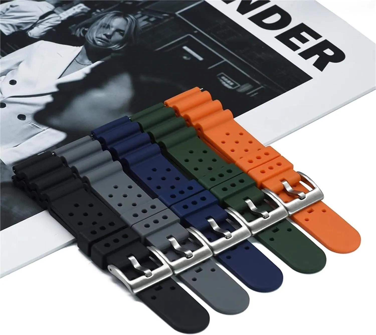 Rubber Watch Band 20mm 22mm Bracelet For Traditional Diving Watch Waterproof Quick Release Silicone Watch Strap