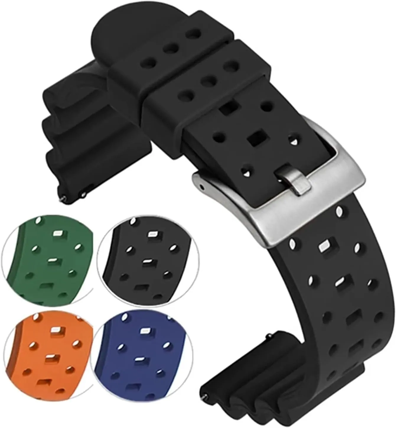 Rubber Watch Band 20mm 22mm Bracelet For Traditional Diving Watch Waterproof Quick Release Silicone Watch Strap