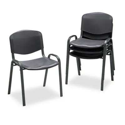Safco® Stacking Chair, Supports Up to 250 lb, 18" Seat Height, Black Seat, Black Back, Black Base, 4/Carton