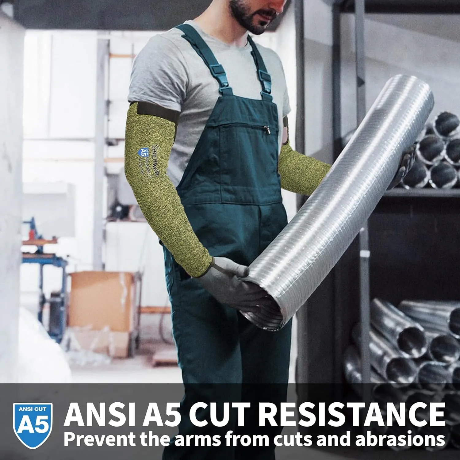 Schwer 2 Pairs CORE Arm Protection Sleeves S081, ANSI A5 Cut Resistant Sleeves with Thumbhole, Non-PFAS Flame Resistant Welding Sleeve for Work Kitchen, Farmer Sleeve for Gardening Arm Guards
