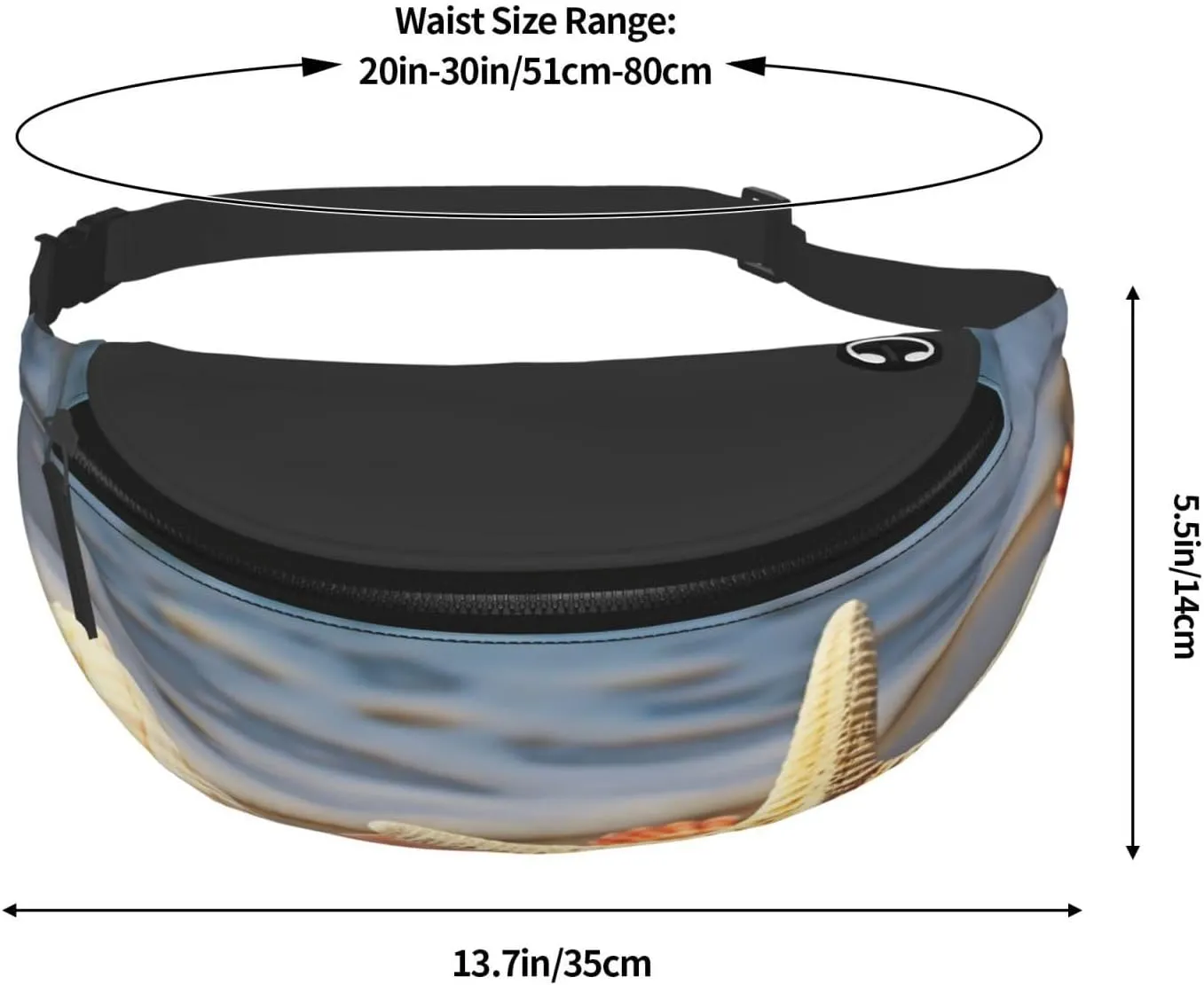 Seashells on the sandy beach Fanny Pack for Man Women Waist Bag Adjustable Belt Casual Chest Bag Bum Bags for Travel Sports Running Hiking Waist Packs
