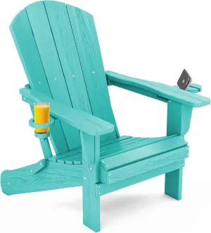 SERWALL Adirondack Chair with Cup Holders - Composite Adirondack Chairs HDPE Outdoor Chairs All Weather Use- Aruba