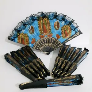 Set of 12 Vintage Inspired Lady of Guadalupe Virgin Mary Folding Fan for Church Party/Baptism Favor/Table Setting/Wall Decoration/chair Setting