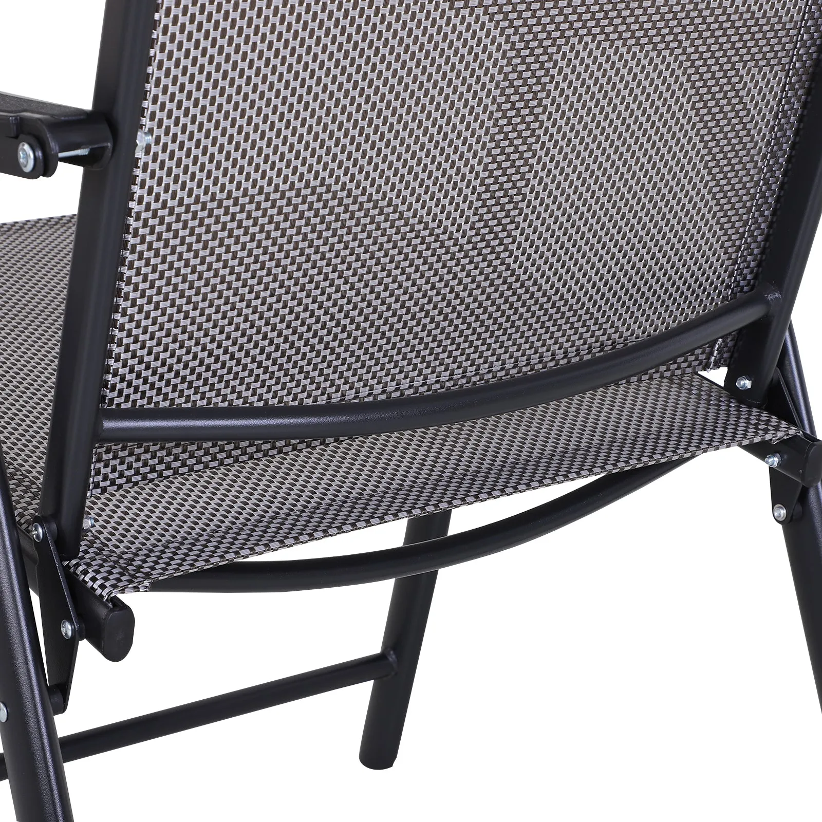 Set of 2 Stackable Outdoor Folding Chairs with Armrests, Metal Frame, Gray