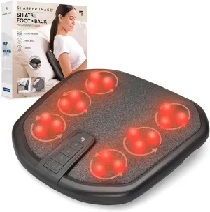 Sharper Image® Shiatsu Foot   Back Massager with Heat & Washable Cover| Portable Kneading Deep Tissue Massage Tool| Plantar Fasciitis Neuropathy Sciatica Back Pain Relief| Heating Pad Massage Pillow
