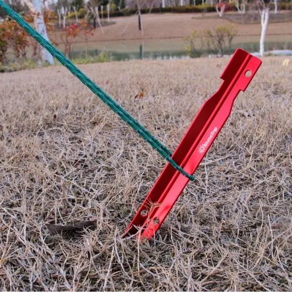 ShineTrip 25cm Triangular Aluminum Alloy Tent Peg Tent Stake Camping Beach Ground Accessories Equipment Red