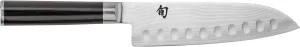 Shun Classic 7" Hollow Ground Santoku Knife, Handcrafted Japanese Cutting Knife, VG-MAX Core with Damascus Stainless Steel Cladding, Pakkawood Handle
