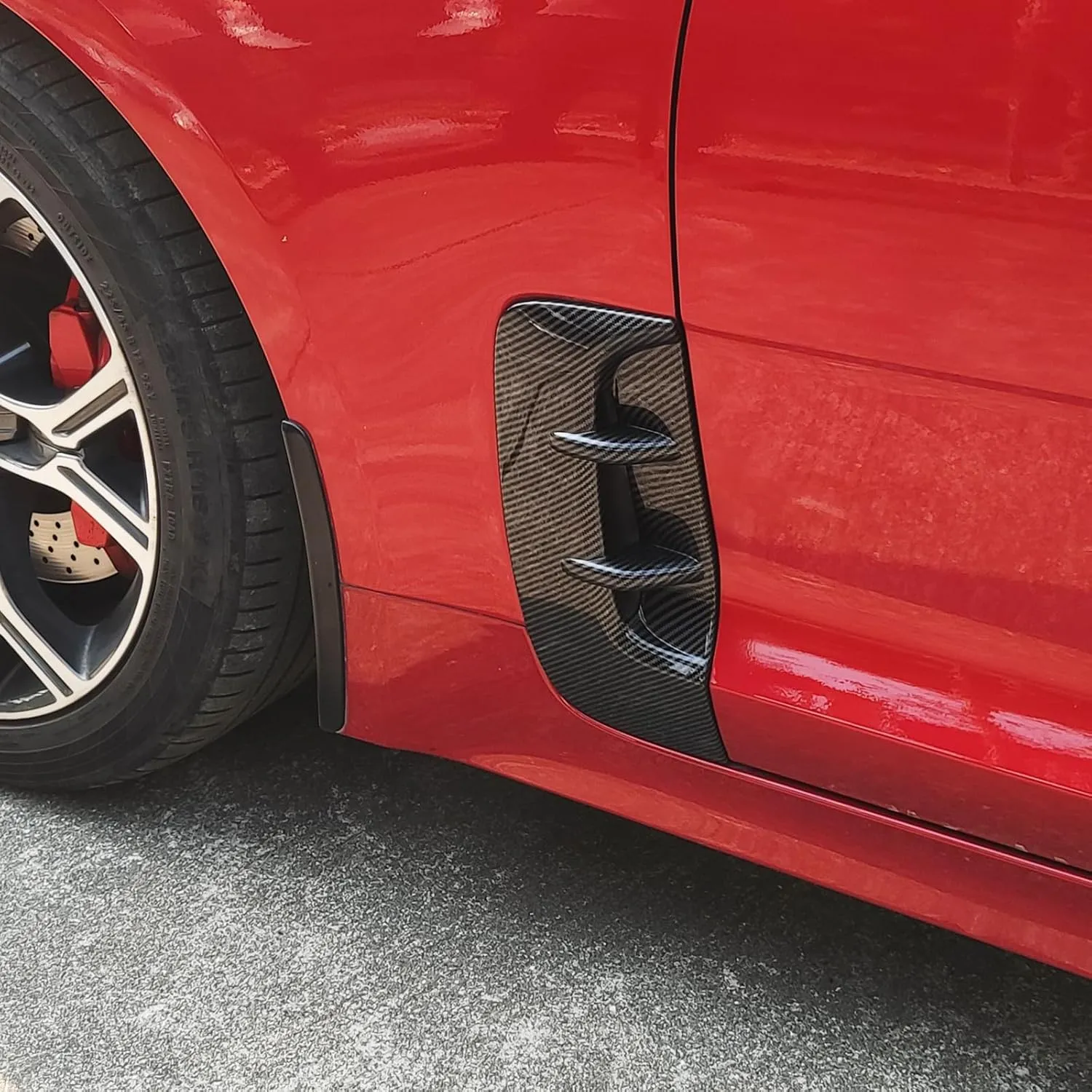 Side Fender Vent Cover Car Front Side Fender Air Vent Outlet Cover Compatible with Kia Stinger Accessories (Carbon Fiber Style Vent Cover)