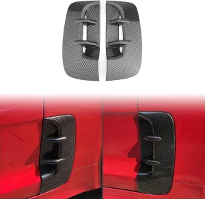Side Fender Vent Cover Car Front Side Fender Air Vent Outlet Cover Compatible with Kia Stinger Accessories (Carbon Fiber Style Vent Cover)