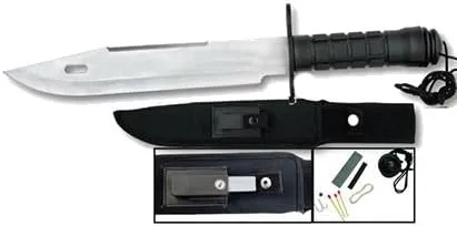 Silver Ultimate Survival Knife 15" w/ Compass