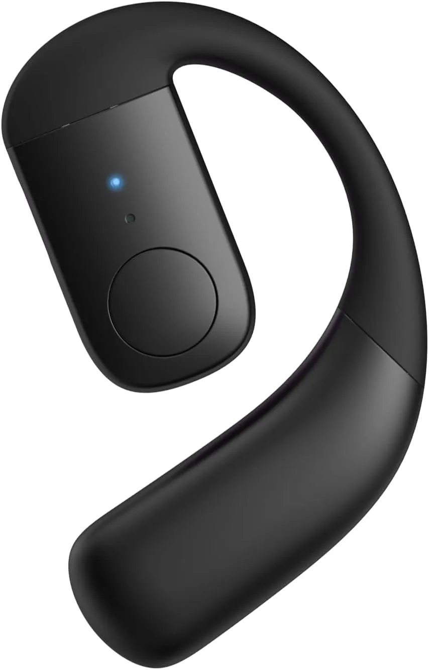 Single Bluetooth One Ear Earbud Open Ear Bud Air Bone Conduction Earbud Earless Out of Ear Headphones Bluetooth Wireless Earpiece with Earhook OWS Open Ear Bud Wireless Ear Hanging Bluetooth Headset