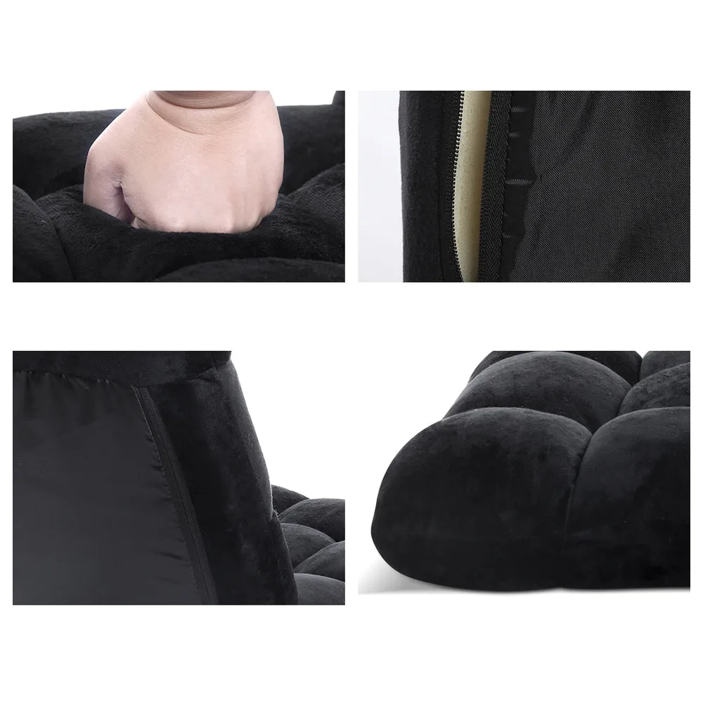 Single Seat Floor Sofa Adjustable Recliner Gaming Couch Bed Black Flannel Fabric