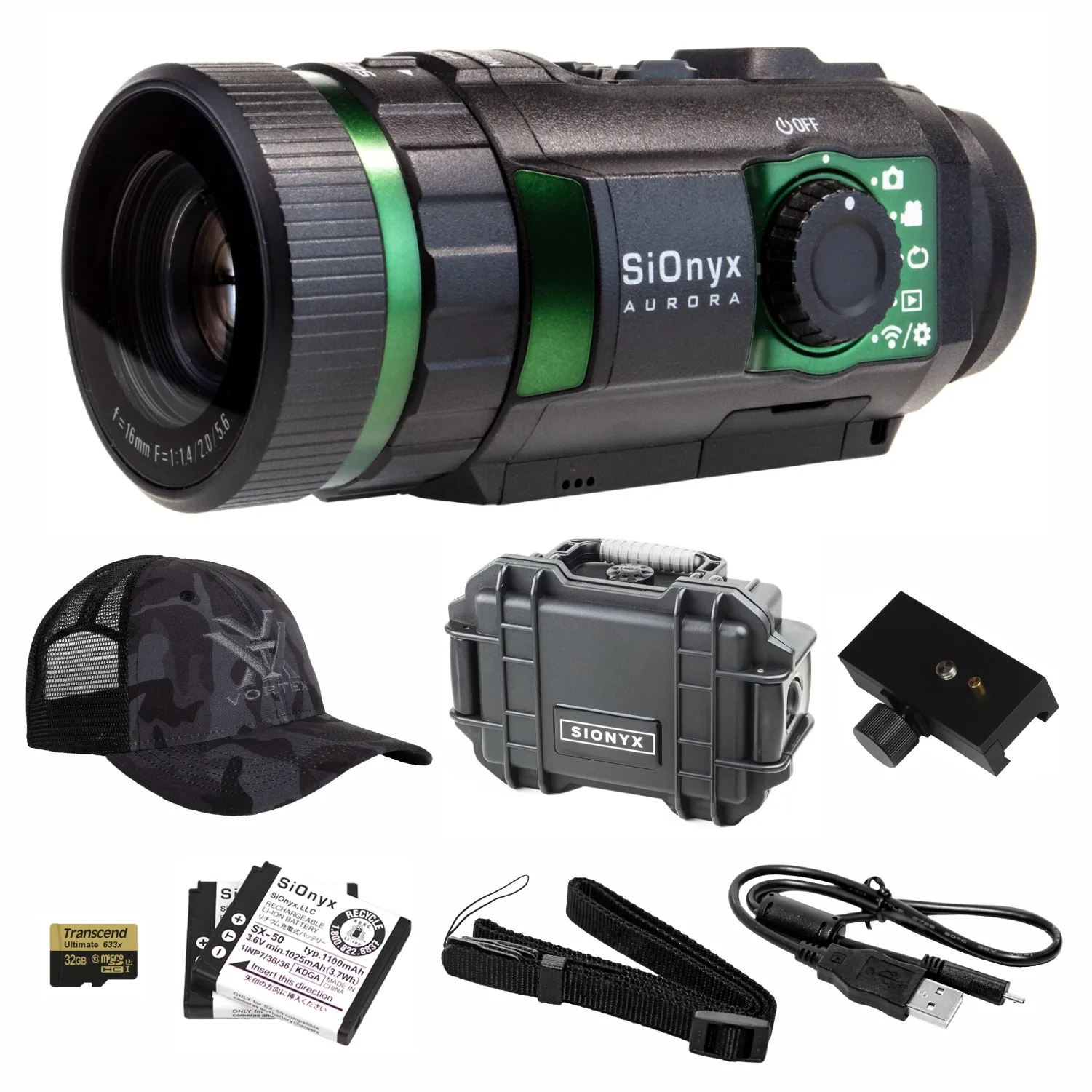 SIONYX Aurora Night Vision Camera with Hard Case and Hat Bundle