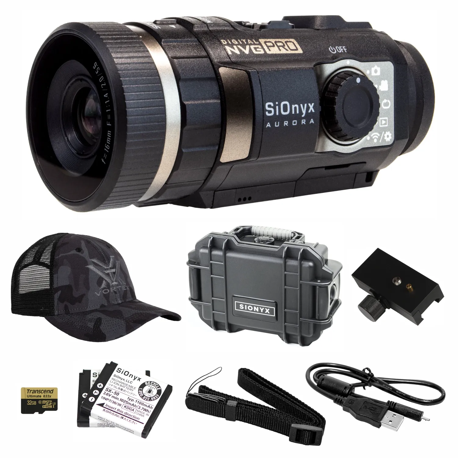 SiOnyx Aurora Pro Full-Color Digital Night Vision Camera with Hard Case and Hat Bundle