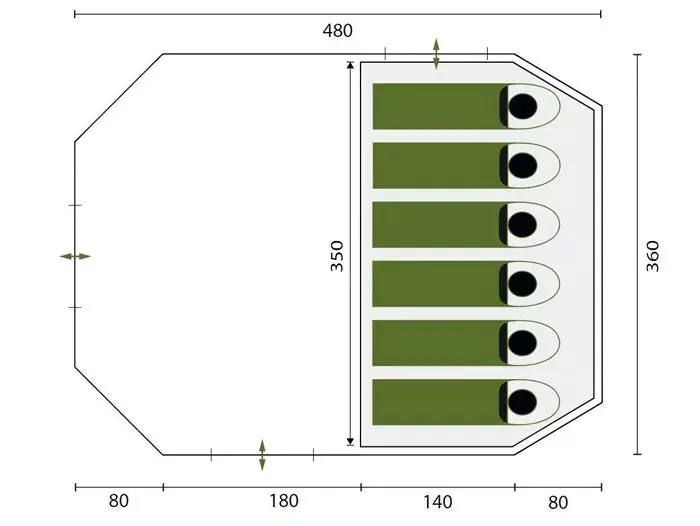 Skandika Kambo 6 Tent Tunnel 6 Person in Beige & Brown (SKA0032)