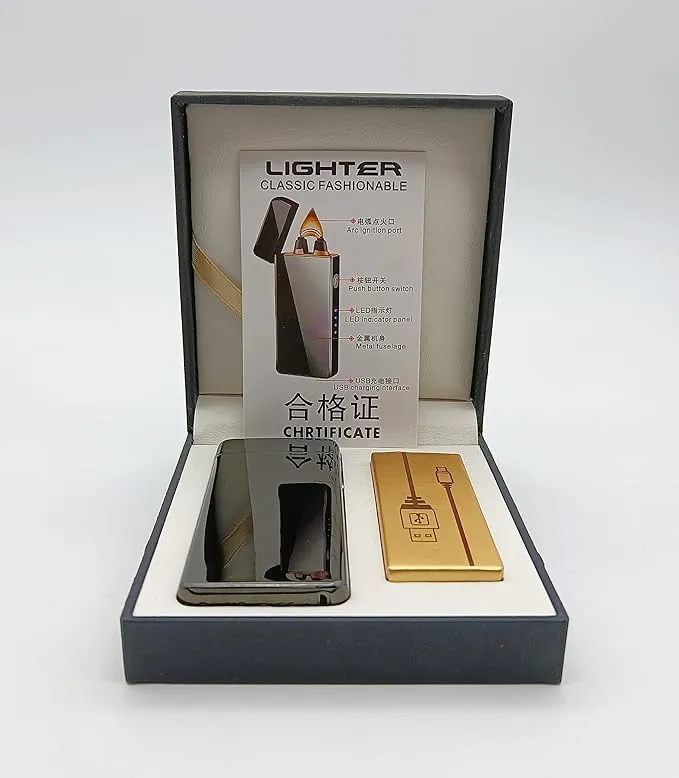 SKRFIRE Electric Lighter Windproof, Flame Electric Lighter Plasma-Flame Arc Lighter Rechargeable USB Lighter Flame Lighter with Battery Indicator (Black)