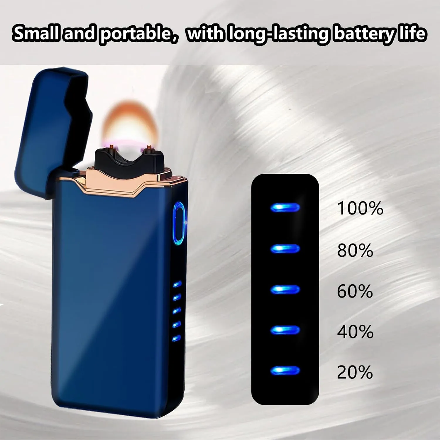 SKRFIRE Electric Lighter Windproof, Flame Electric Lighter Plasma-Flame Arc Lighter Rechargeable USB Lighter Flame Lighter with Battery Indicator (Glossy Blue)