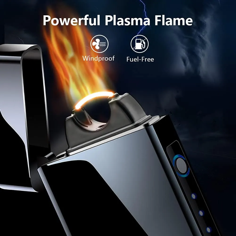 SKRFIRE Electric Lighters Rechargeable USB Lighter Plasma Arc Flame Windproof Cool Lighter with Luxury Gift Box for Fireworks, Candle, Incense (Black)