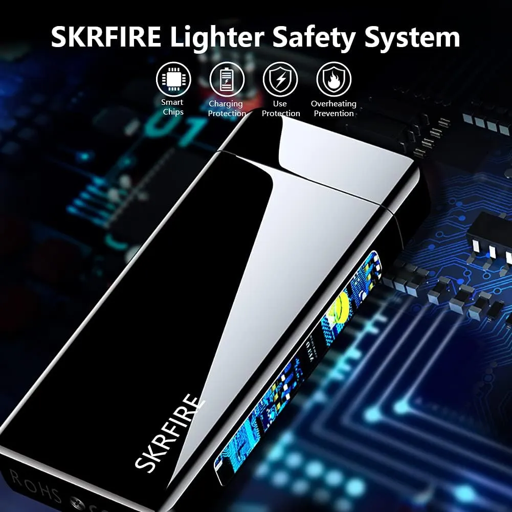 SKRFIRE Electric Lighters Rechargeable USB Lighter Plasma Arc Flame Windproof Cool Lighter with Luxury Gift Box for Fireworks, Candle, Incense (Black)